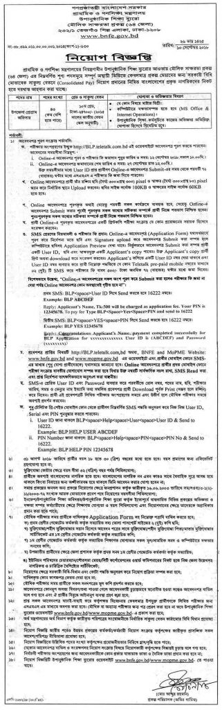 Ministry of Primary and Mass Education Job Circular 2018