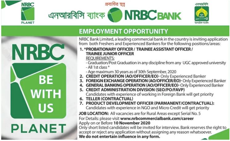 NRB Commercial Bank Job Circular 2020